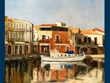 Oil, Winter Light, Rethymno Harbour, Crete. 50 x 60