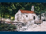 Watercolour. Five Virgins Church, Nr Argiroupolis. 16.5 x 25